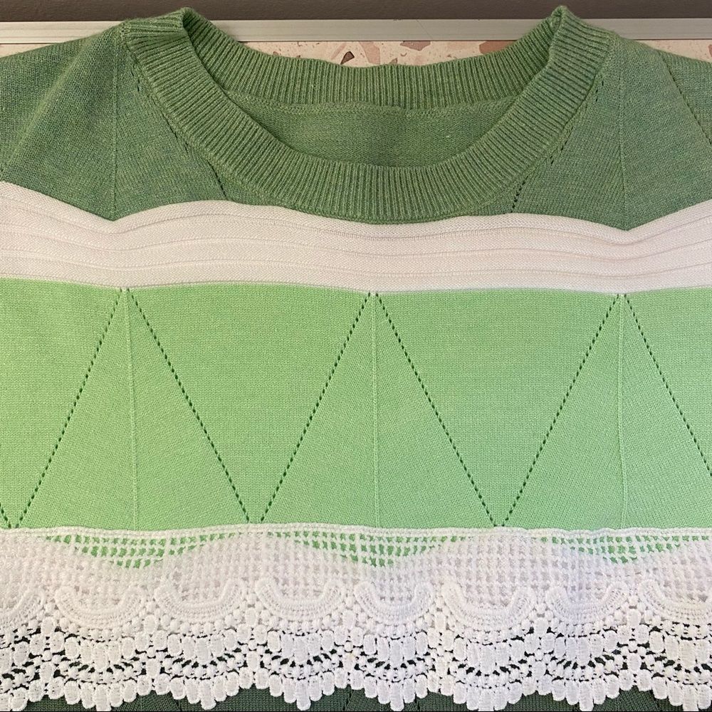 Pullover Patchwork Grandmacore Lace Long Sleeve S… - image 8